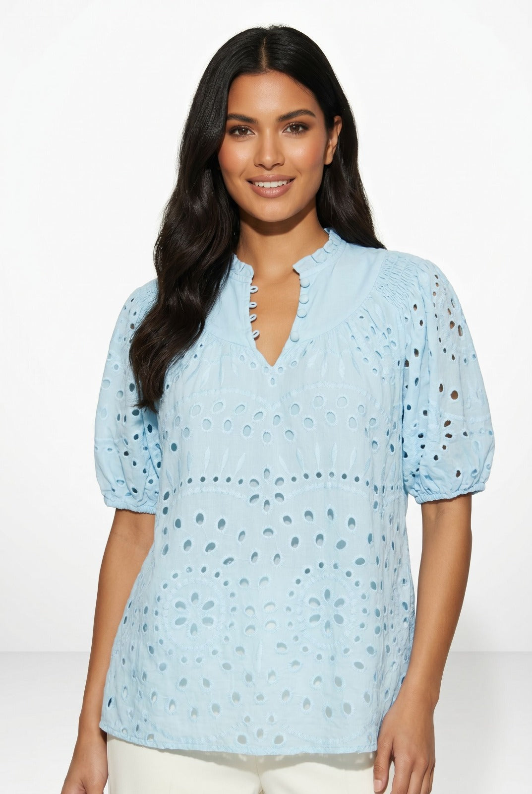 Marc Angelo cotton cut out top in Baby Blue