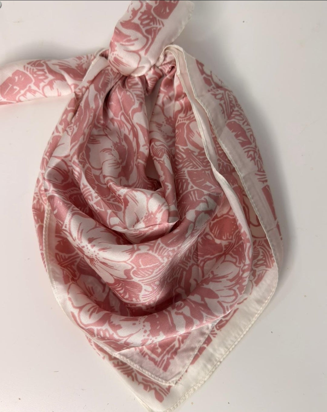 Pink Floral Silk Neck Scarf