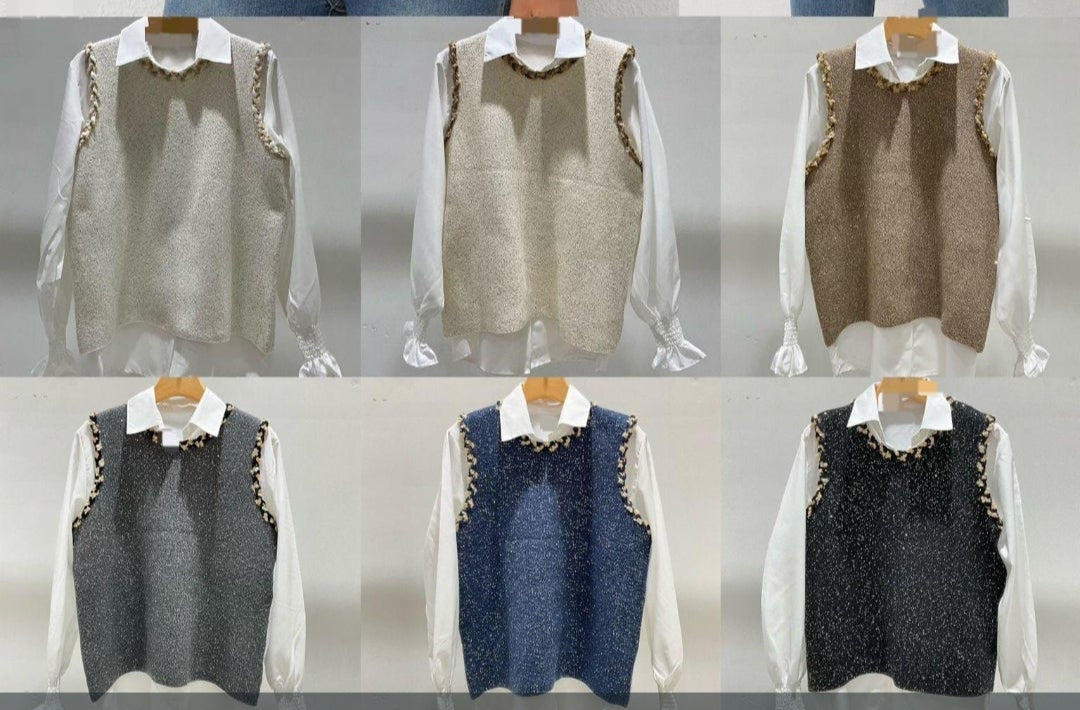 Dani lurex 2piece knit with Shirt.