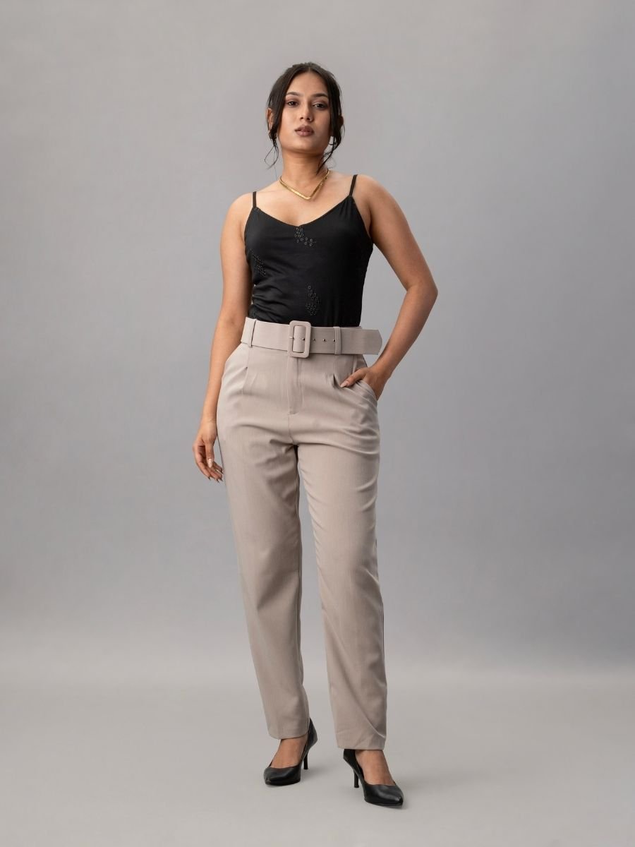 Marc Angelo High Waist Stretch Wide Leg trouser with Belt. All Colours