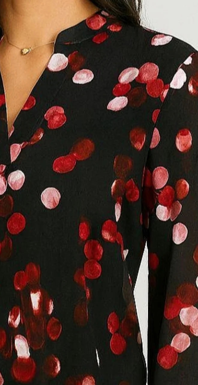 Luna band top in Black and Red Polka dot print