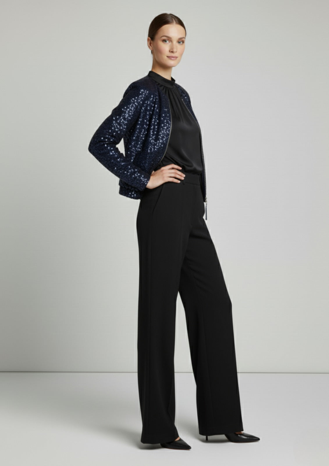 Marc Angelo Sequin bomber jacket in Navy Ma3501