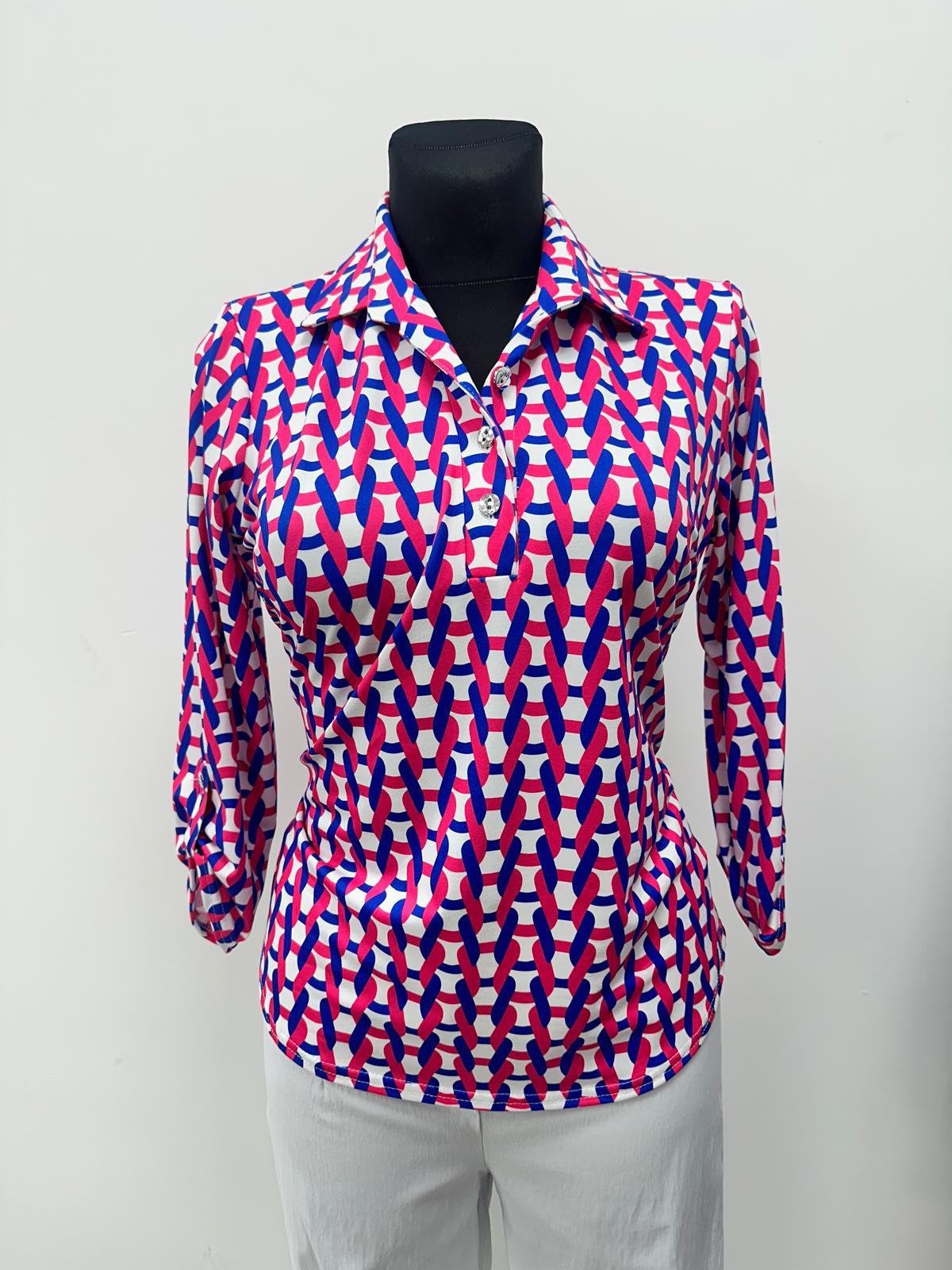 Yew top with collar and 1/4 button opening Yew26 15