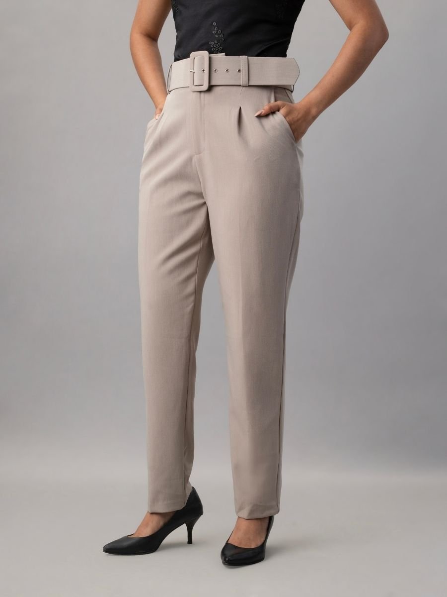 Marc Angelo High Waist Stretch Wide Leg trouser with Belt. All Colours