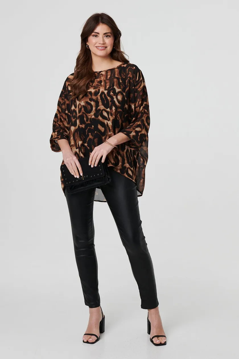 Animal Print Chiffon Tunic