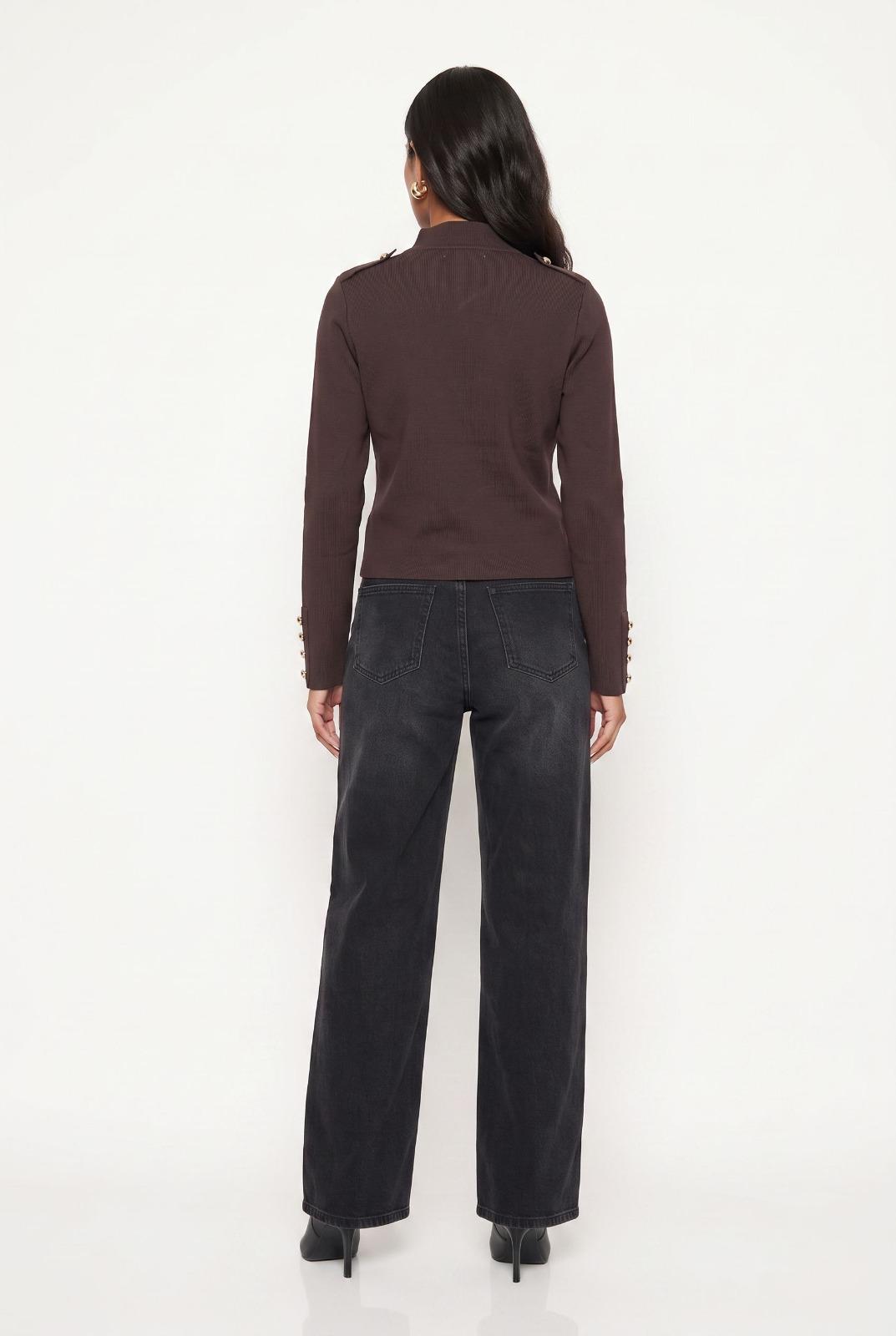 Military Knit jacket with Gold detail. Brown or Black