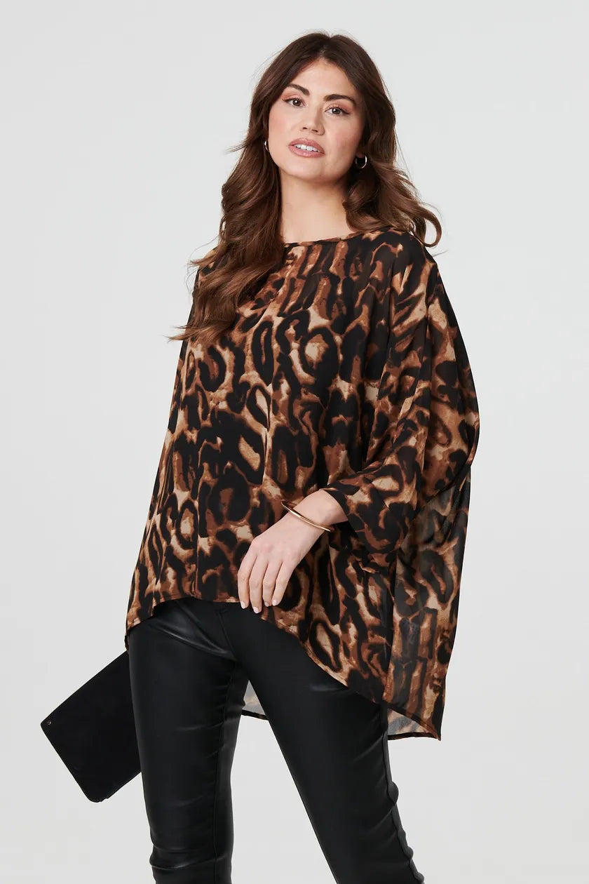 Animal Print Chiffon Tunic