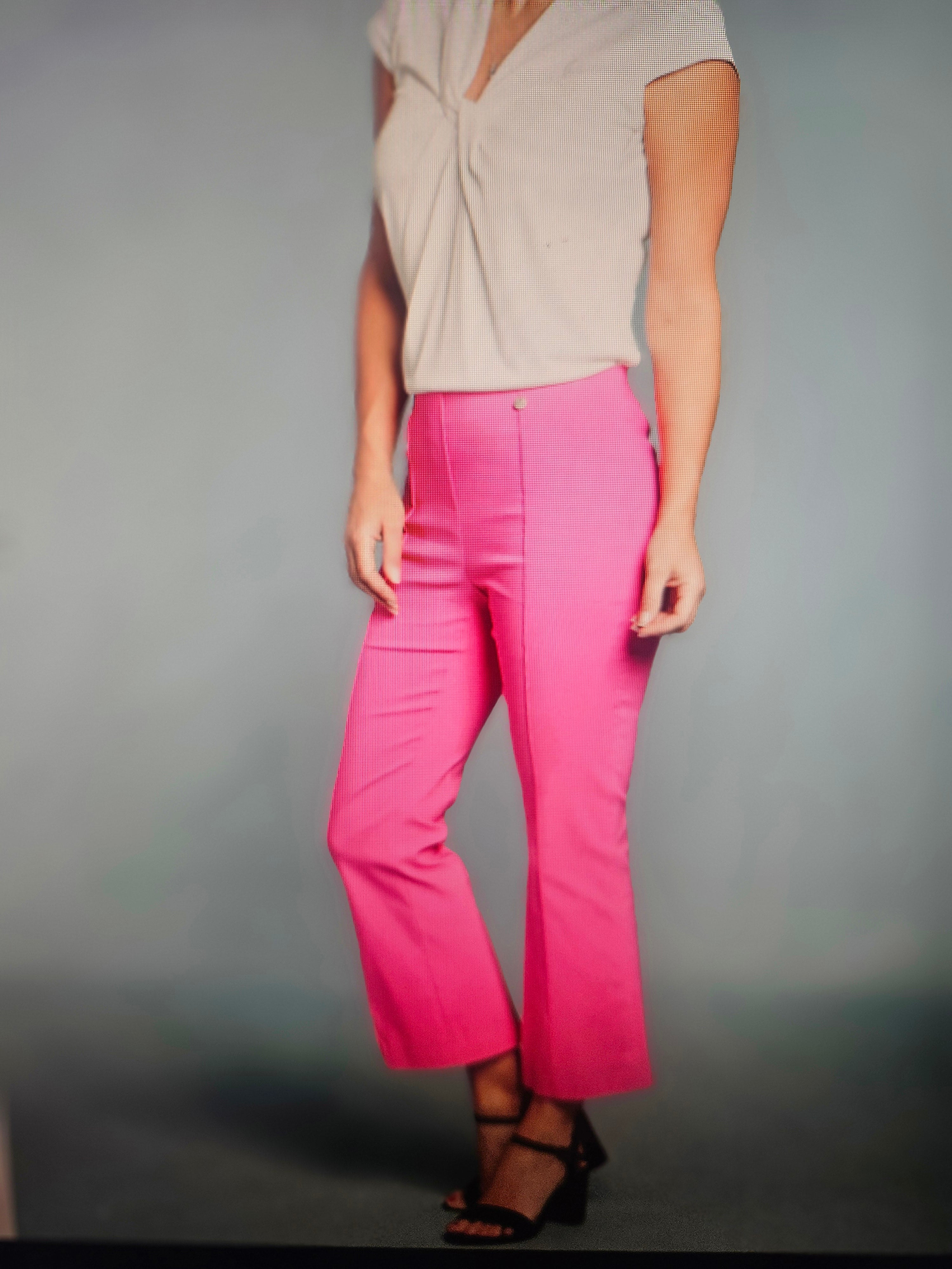 Robell Joella Pull On Stretch Trousers with Kick Flare in white or Hot Pink 53421