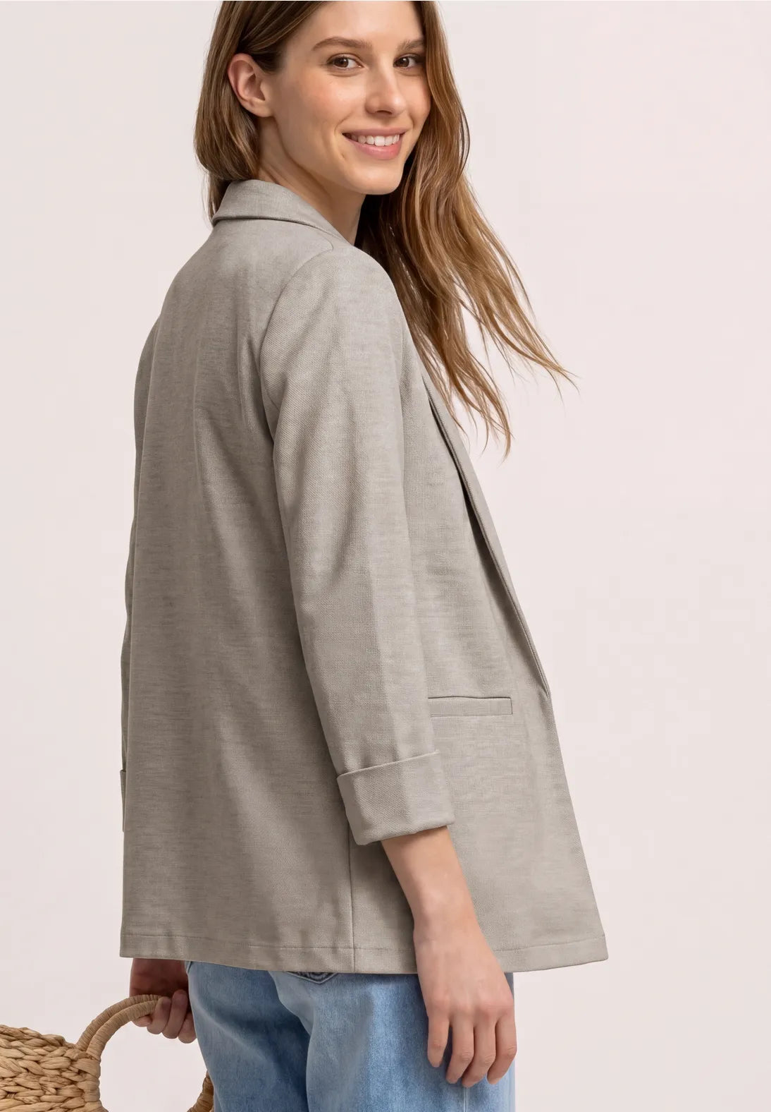 Street One open blazer in Sand 213049