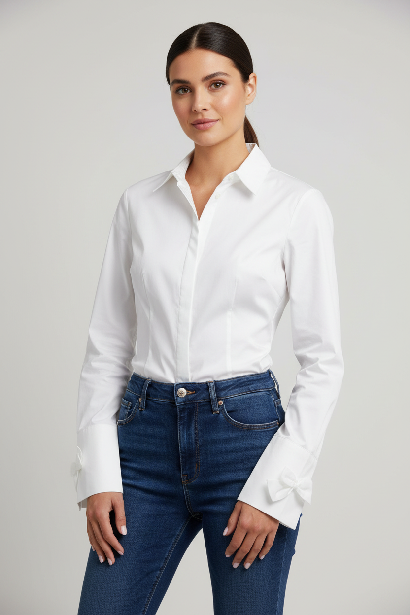 Saint Maine White Bow Cuff Shirt