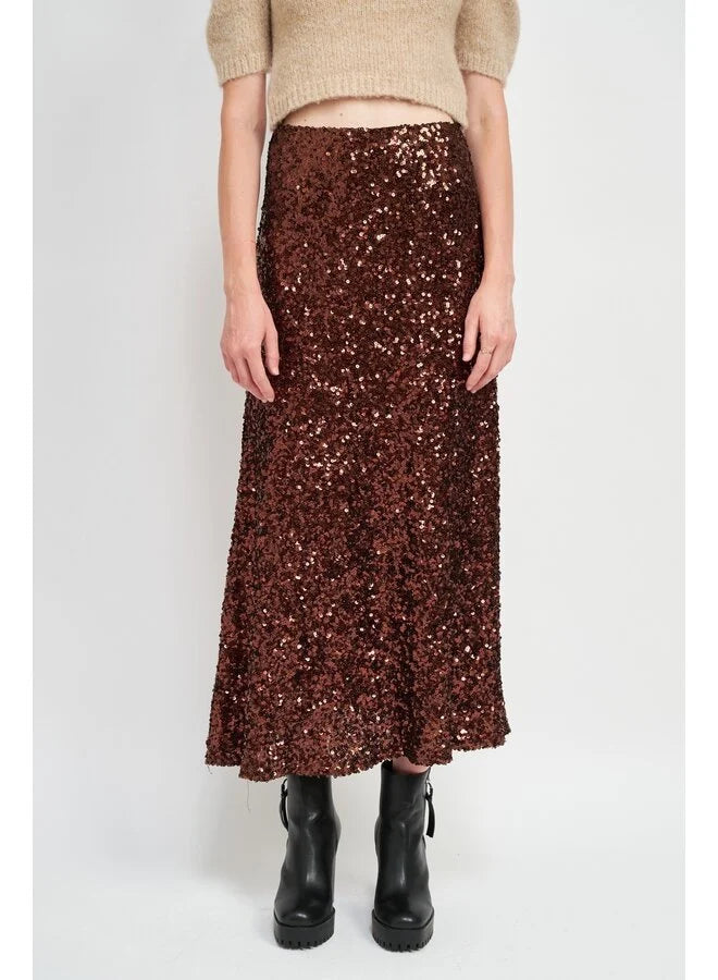 Sequin Midi Skirt. Gold, Brown or Black