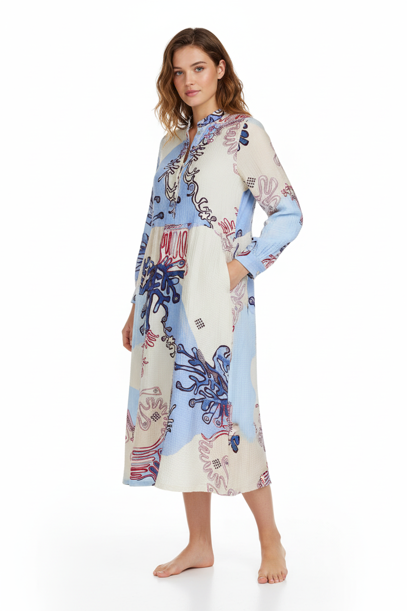 Smock-style dress on model