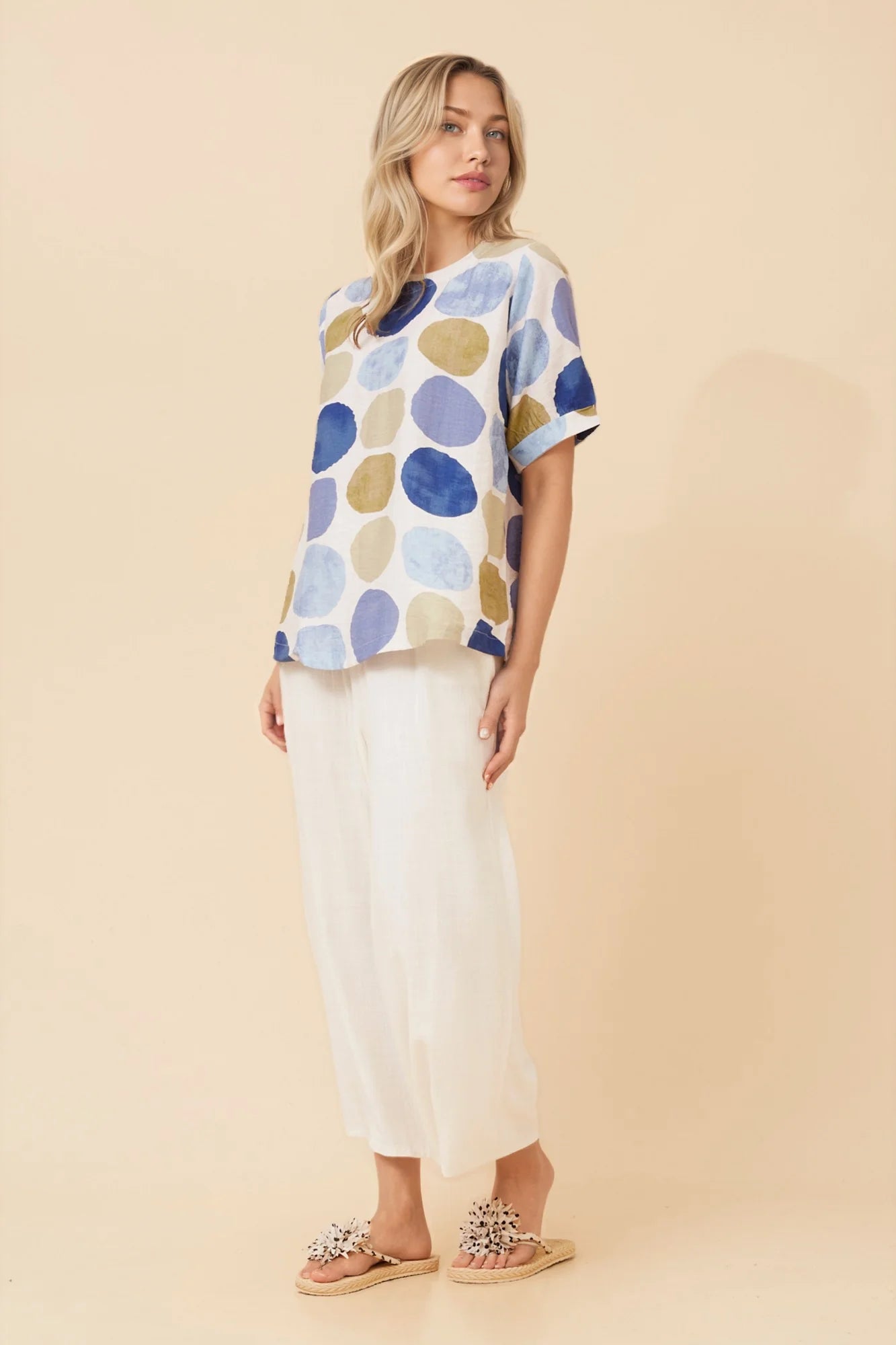 Stella Morgan Short sleeve circle print top T525884