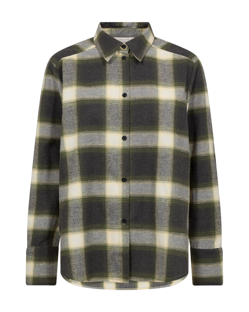 Free/Quent Check shirt in grey and green print 211828