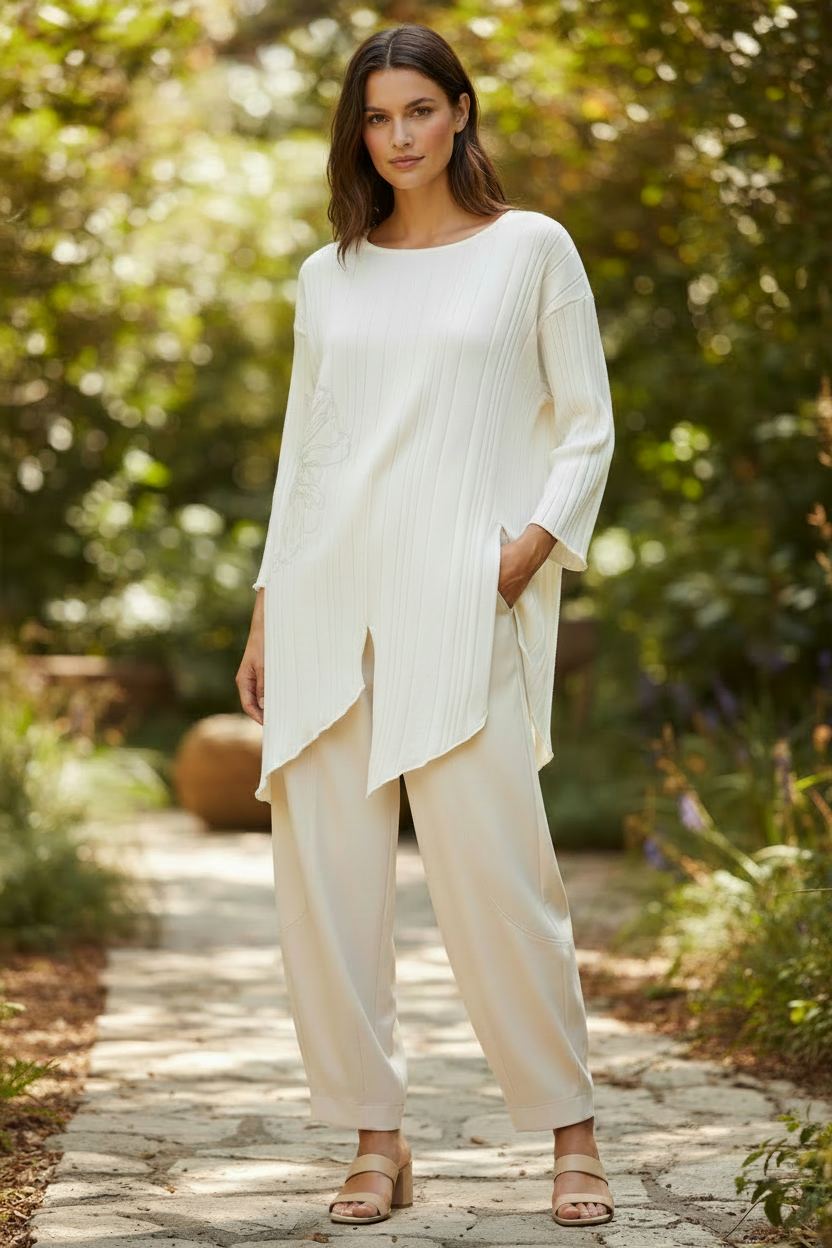 Untucked knit outfit lifestyle image