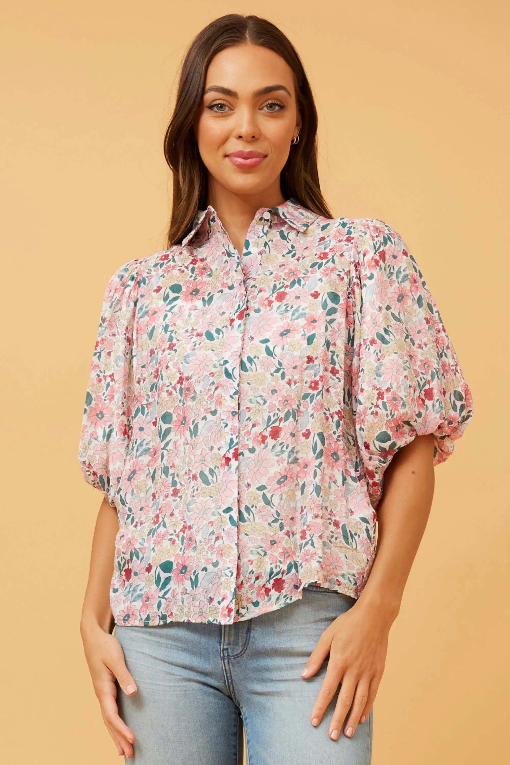 Puff Sleeve blouse in Pretty Floral Ditsy Print