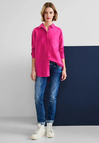 Street One Linen mix long shirt in summer pink 343772