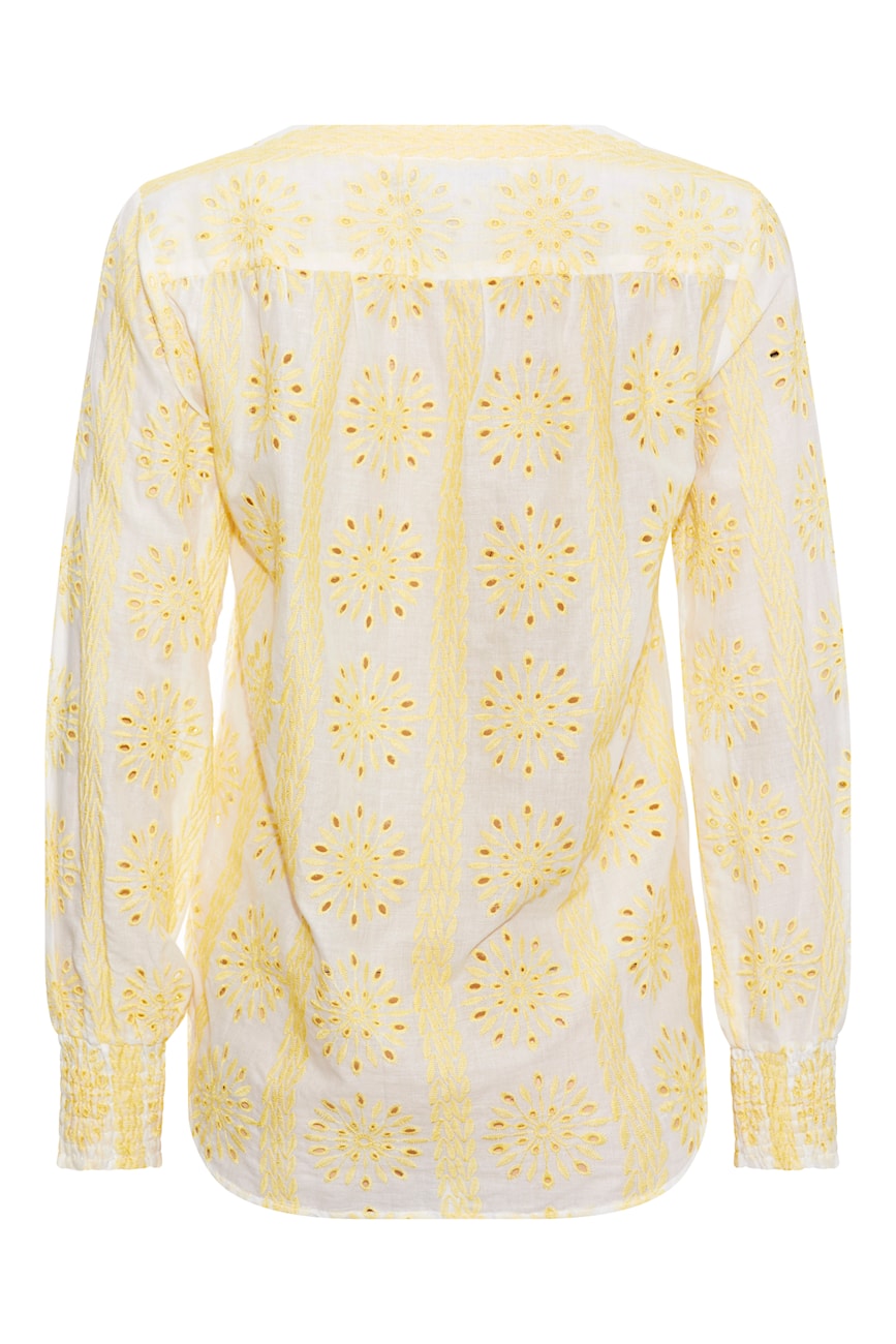Rue De Femme White and Lemon v neck shirt 6981 Rossa - pop up shop