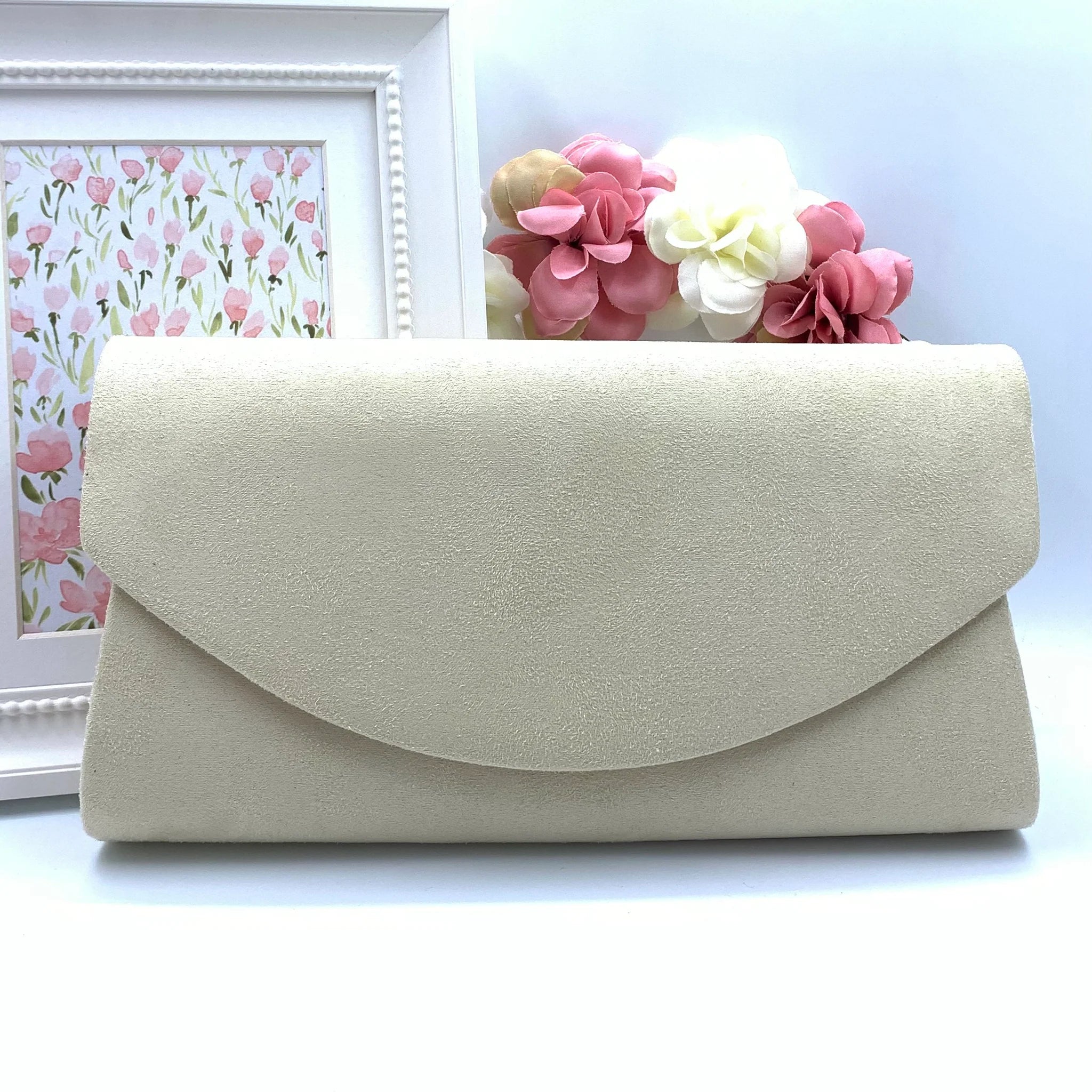 SUEDE CLUTCH BAG WITH LONG CHAIN 12 colours