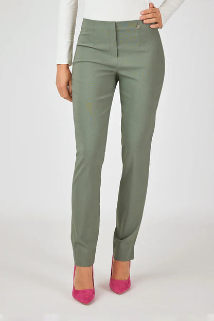 Robell Full length Stretch trousers with back pockets in Khaki Green 51559 881