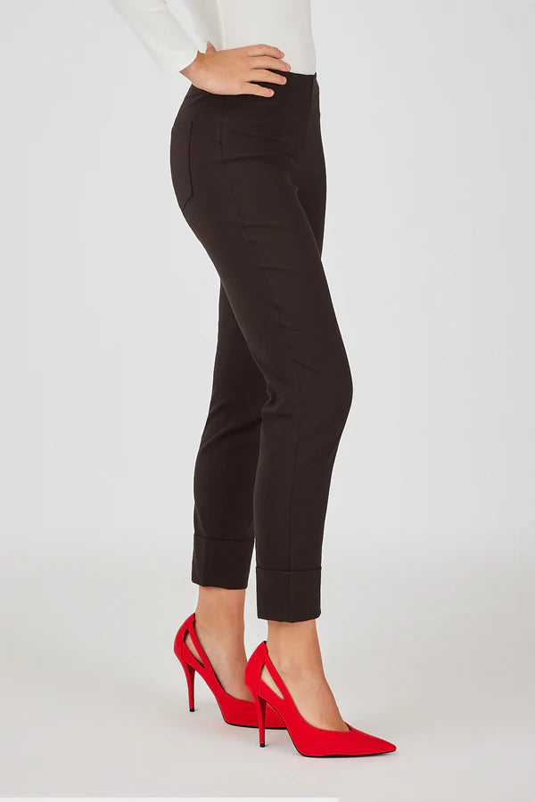 Robell Bella 7/8 trousers with cuff hem in dark brown  51568 191