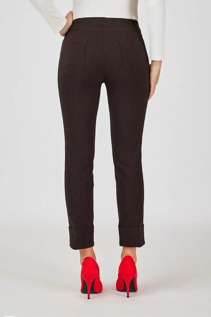 Robell Bella 7/8 trousers with cuff hem in dark brown  51568 191
