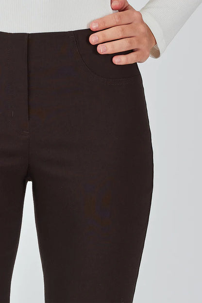 Robell Bella 7/8 trousers with cuff hem in dark brown  51568 191