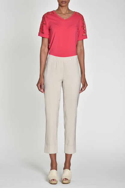 Robell Bella 7/8 trousers with cuff Hem in beige 14  51568 14