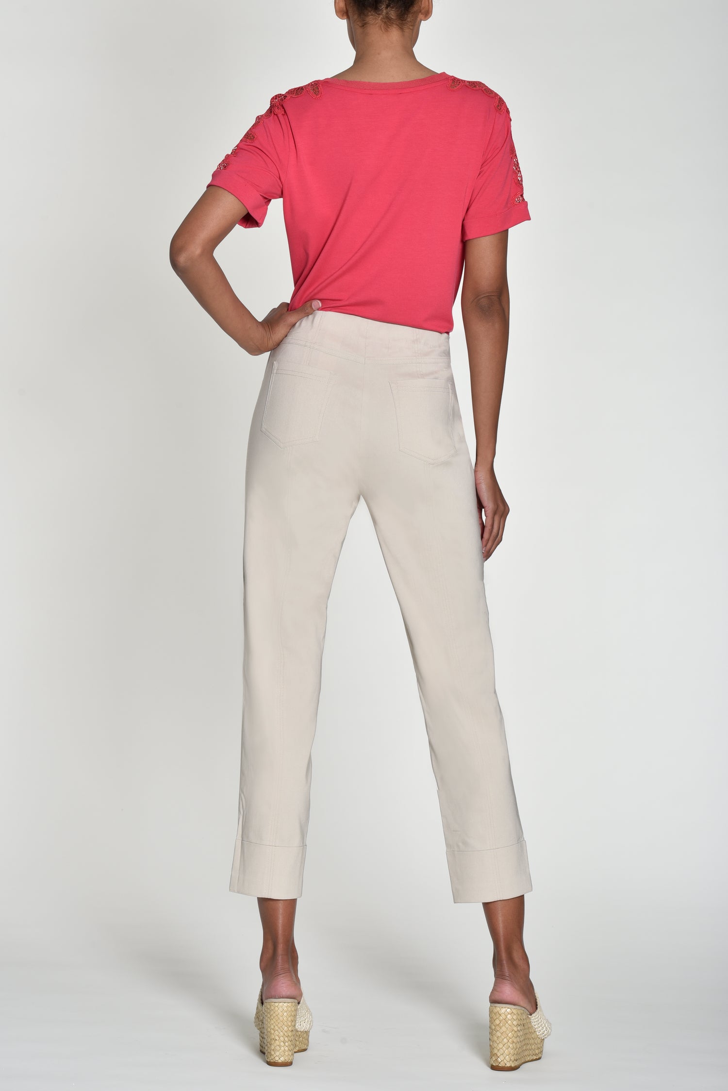 Robell Bella 7/8 trousers with cuff Hem in beige 14  51568 14