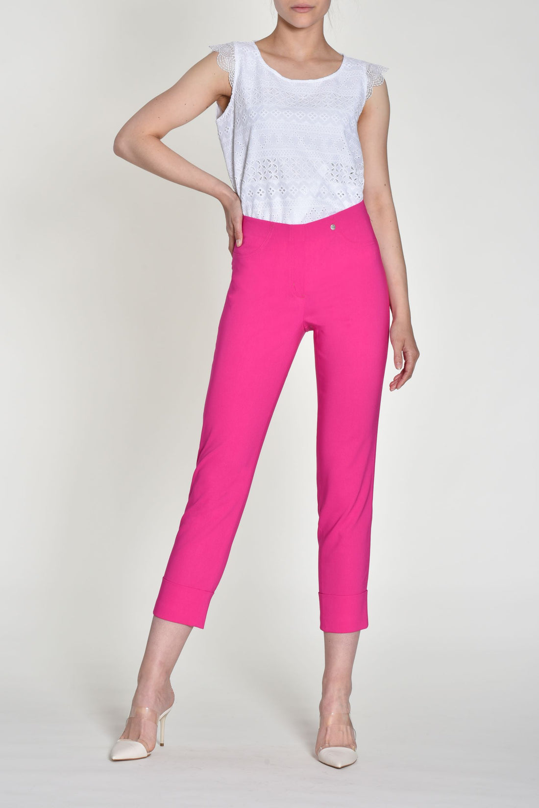 Robell Bella 7/8 Trousers with cuff hem in Hot pink  51568 433