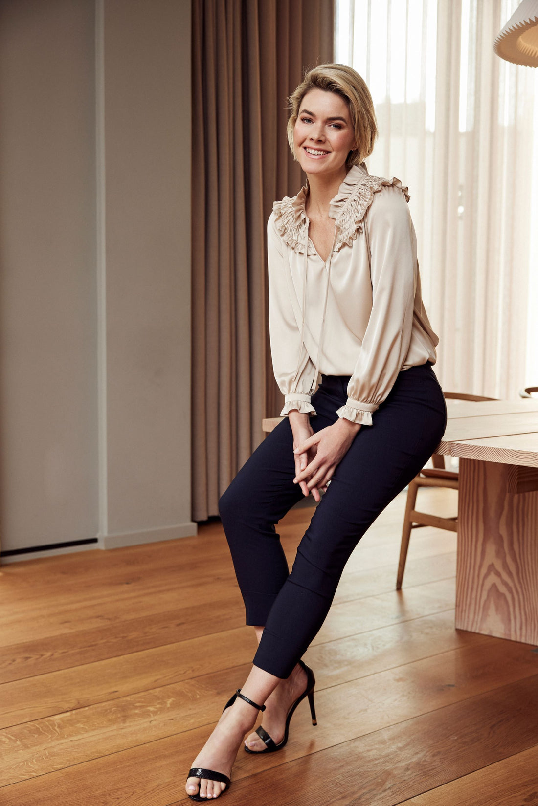 Black Robell Bella 7/8 Trouser with Cuff Detail.