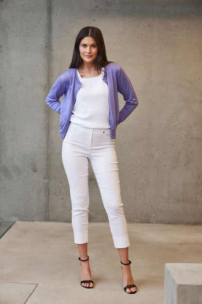 Robell Bella 7/8 trousers with Cuff Hem in Prue White 51568 10