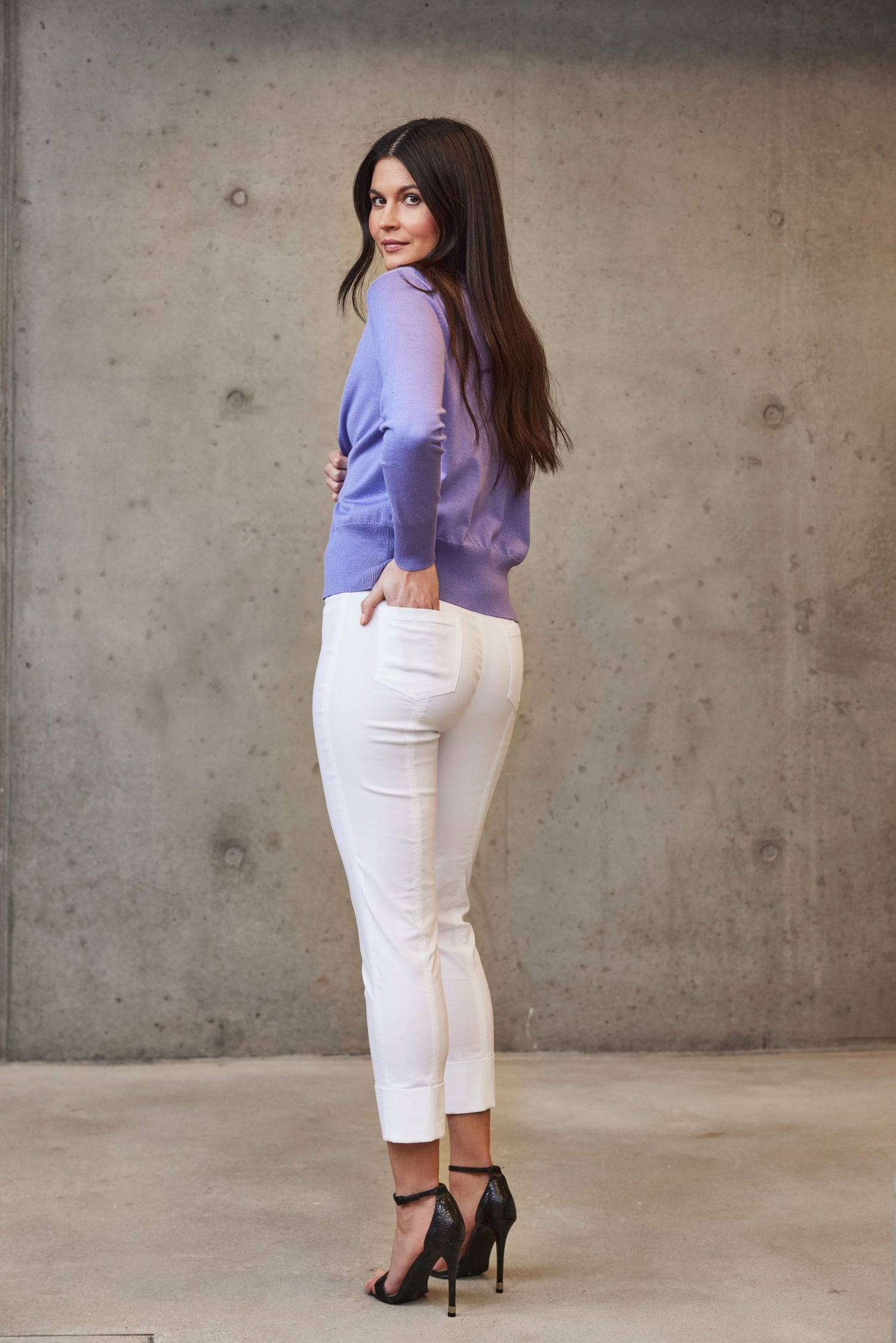 Robell Bella 7/8 trousers with Cuff Hem in Prue White 51568 10