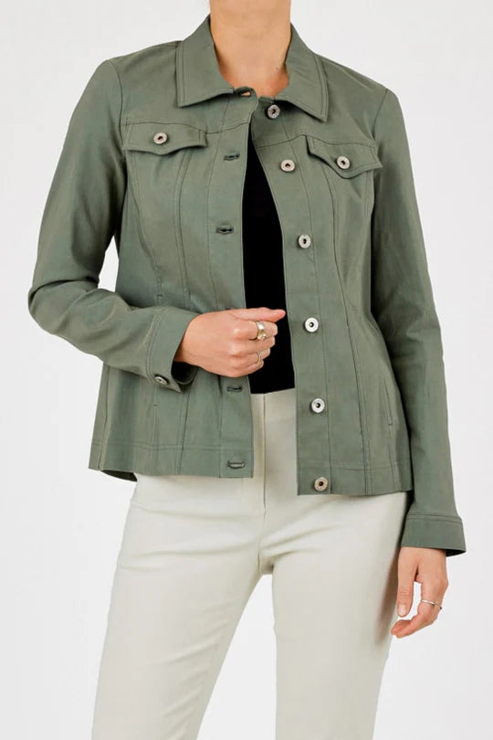 Robell Full length Stretch trousers with back pockets in Khaki Green 51559 881