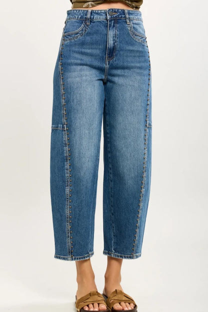 Toxic Barrel leg Denim Jeans with Stud Detail  L21557