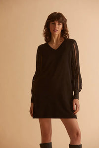 Scorzzo knit dress with chiffon lurex sleeves 02223059