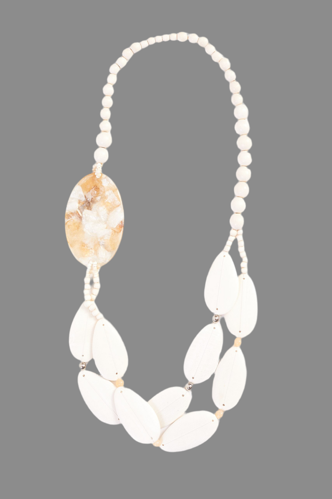 Naya Metallic look stone necklace with beads Nas24346