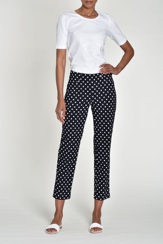 Robell Bella Polka Dot Stretch Trousers . Black/White or Beige/White 51560 54570