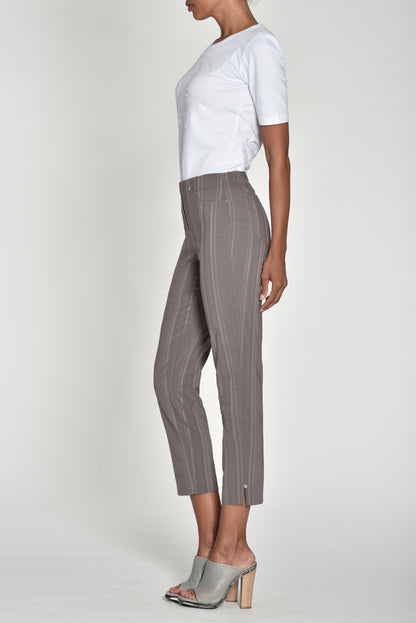 Robell Bella Cotton Blend Seersucker Trousers in Almond Brown  52642 18