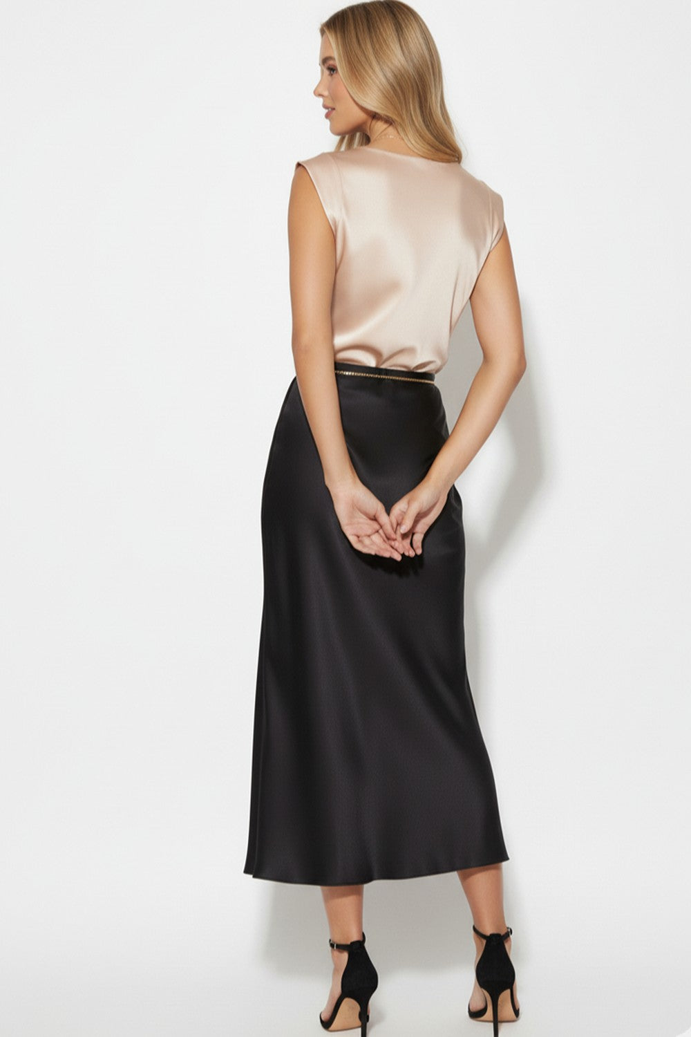 Mia Satin Cowl neck Top in Gold