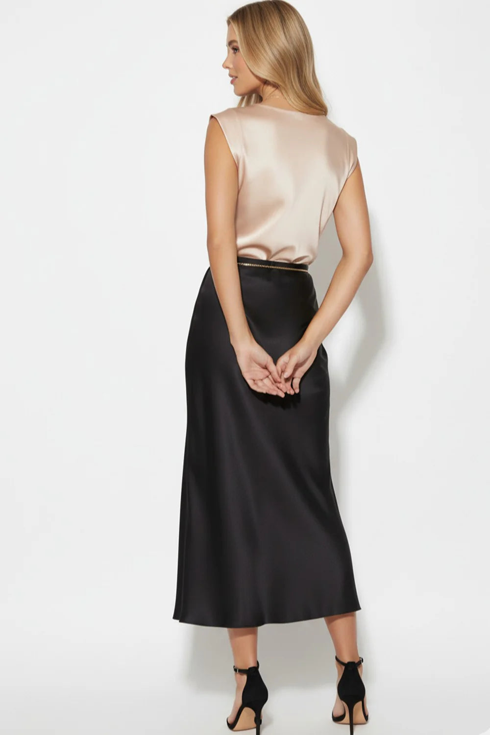 Marc Angelo Mia Satin Cowl Neck Top in Champagne  1132 26