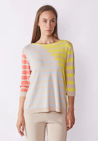 Scorzzo round neck colour block stripe knit 124017 New