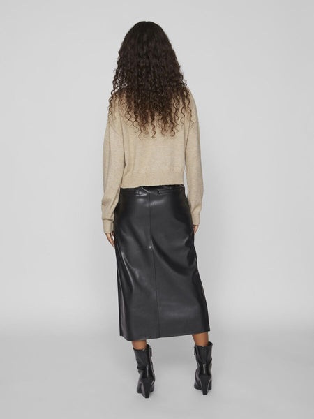 Vila Faux Leather Skirt in Black - Vielie