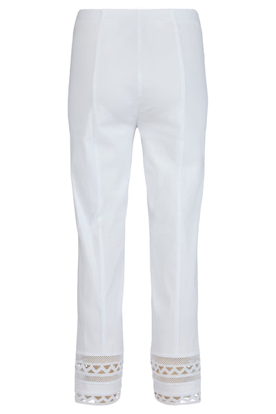 Robell Pull on stretch trousers with crochet Hem Detail  Black or White 53489