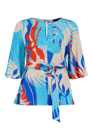 Tia Tropical Print Tunic with Multiway Belt 74869