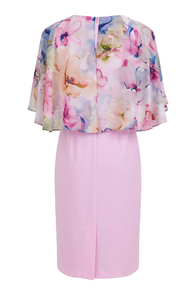 Tia Pink Dress with Attached Chiffon cape detail 78321