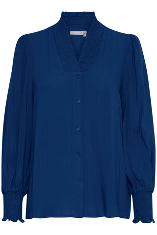 Fransa Royal blue v neck blouse 20612539 Blue