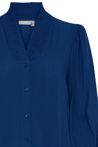 Fransa Royal blue v neck blouse 20612539 Blue