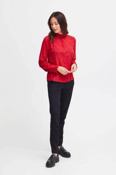 Fransa High Neck Blouse in soft red 20613164