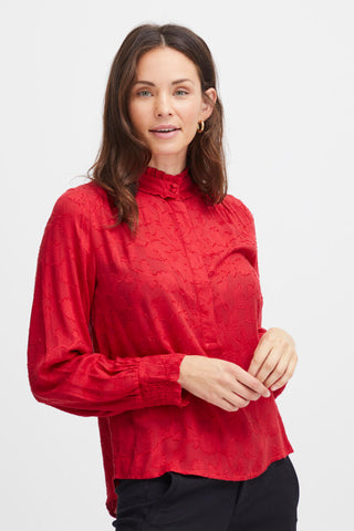 Fransa High Neck Blouse in soft red 20613164